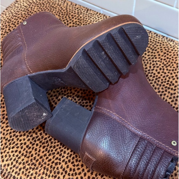 Sorel Shoes - Sorel Brown Leather Block Heel Ankle‎ Boots Women's Size 8